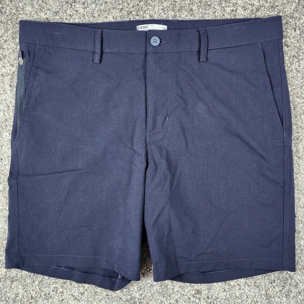 Tasc Performance Shorts Mens 32 Tailored Fit Bamboo Navy Blue NWOT